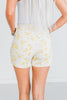 White Judy Blue Flower Print Denim Shorts