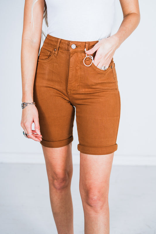 Judy Blue Brown Tummy Control Bermuda Shorts FINAL SALE