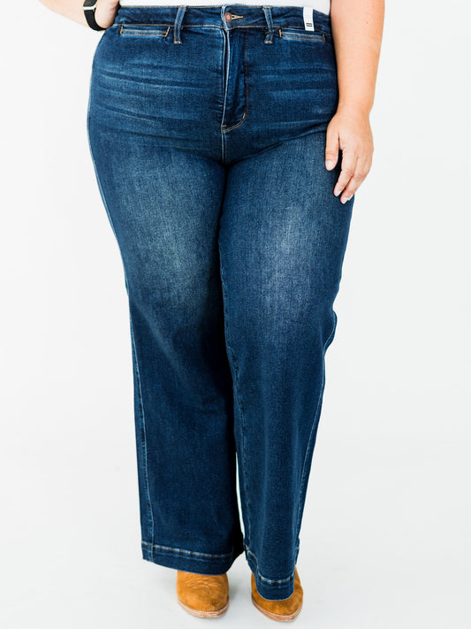 Judy Blue High-Waist Wide Leg Tummy Control Front Welt Pocket Jeans