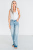 Judy Blue Mid-Rise Release Hem Wide Leg Jeans