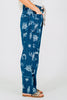 Mineral Washed Denim Pants With Western Print