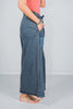 Heather Blue Flower Patch Acid Washed Cropped Palazzo Pants