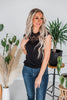 Short Sleeve Black Trim Lace Top