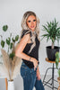 Short Sleeve Black Trim Lace Top