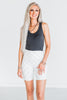 Gray and White Checkered Biker Shorts