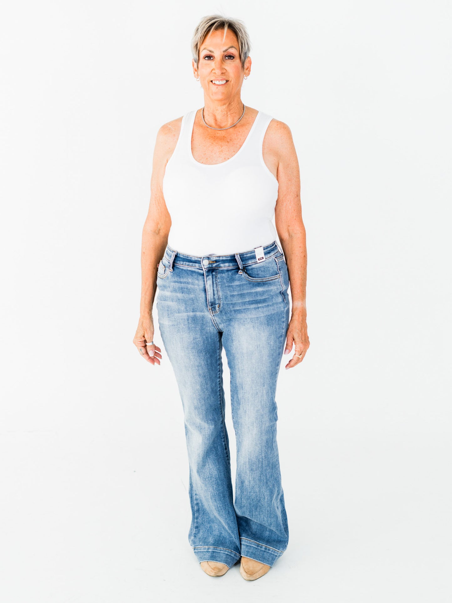 Judy Blue Mid Rise Flares With Wide Hems