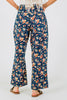 Mineral Washed Denim Pants With Ditsy Floral Print
