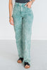 Judy Blue High Waist Sea Green Garment Dyed Raw Hem Dad Jeans