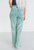 Judy Blue High Waist Sea Green Garment Dyed Raw Hem Dad Jeans