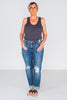 Judy Blue Distressed Cell Phone Pocket Mid Rise Cuffed Boyfriend Jeans
