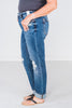 Judy Blue Distressed Cell Phone Pocket Mid Rise Cuffed Boyfriend Jeans