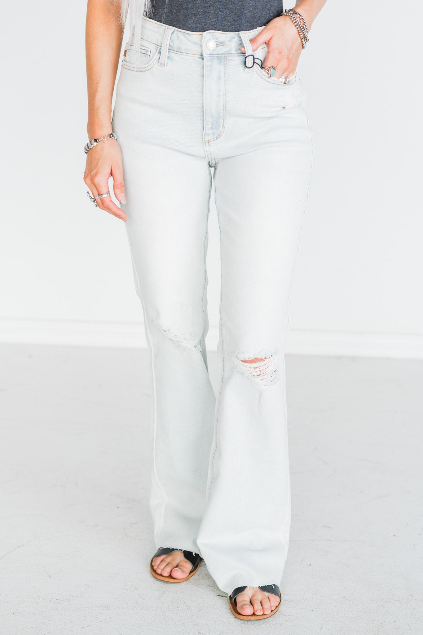 Judy Blue Mid-Rise & Fray Hem Bootcut Jeans
