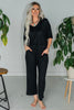 Black Dream Relaxed V-Neck & Capri Lounge Set
