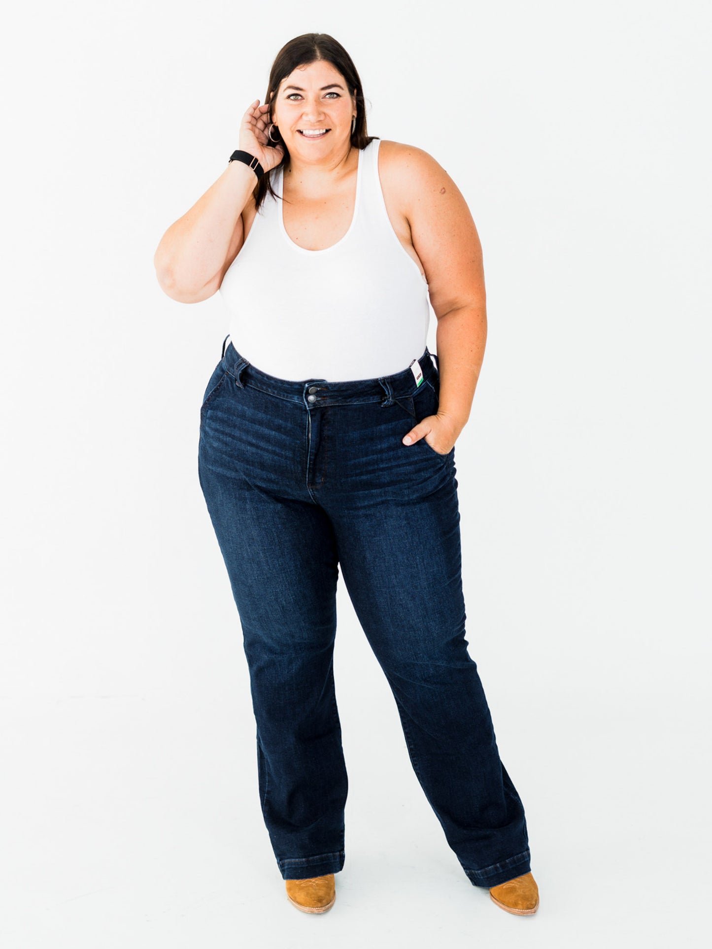 Judy Blue High Waist Dark Wash Straight Leg Jeans (Short/Regular/Long)