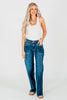 Judy Blue Mid Rise 90's Straight Jeans With Double Pockets