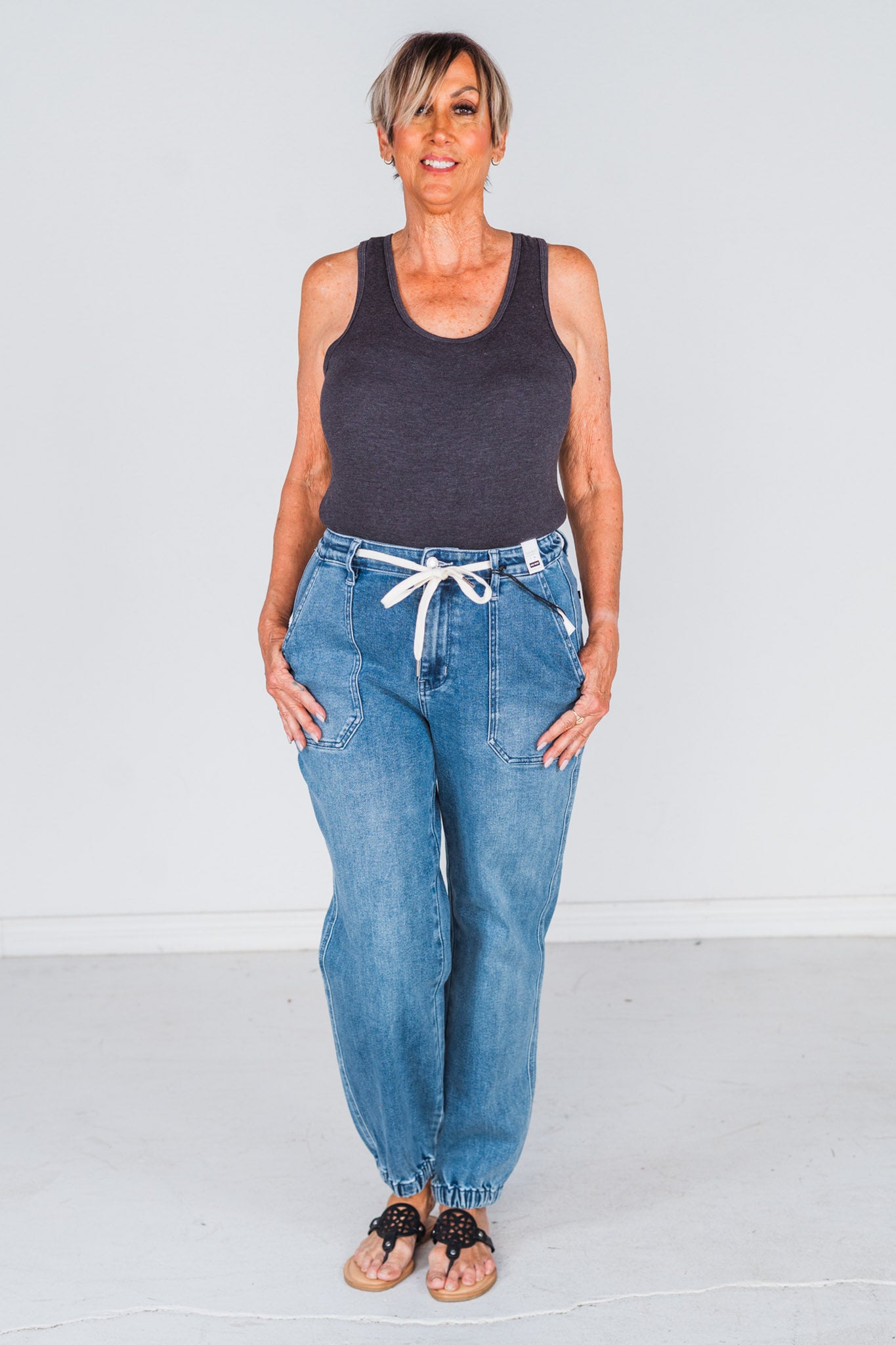 Judy Blue Mid-Rise Denim Joggers