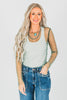 Hunter Green Pearl Covered Mesh Top