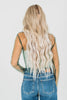 Hunter Green Pearl Covered Mesh Top