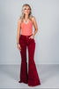 Wine Corduroy Flared Pants