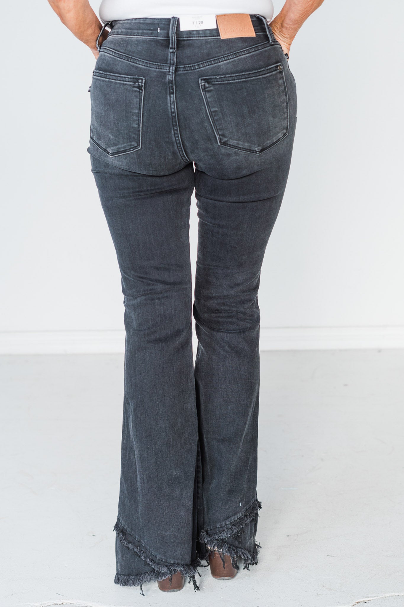 Judy Blue Flare Jeans with Frayed Tulip Hem