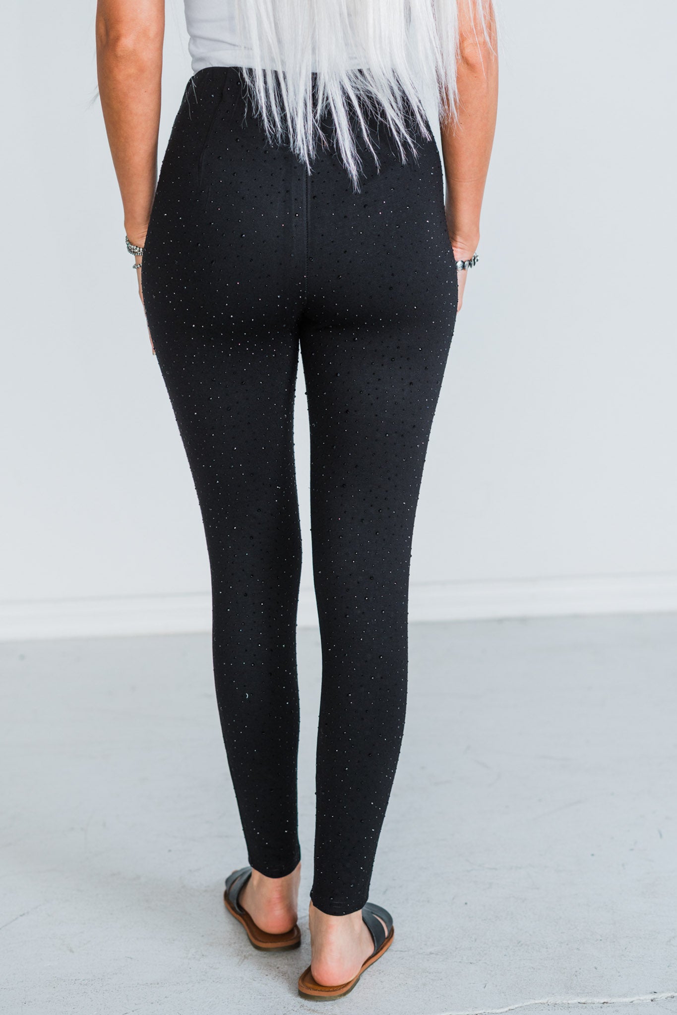 Black Rhinestone High Waist Leggings