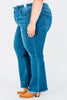 Judy Blue High-Waist Double Button Bootcut Jeans W/ Frayed Hem
