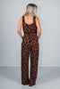 Sleeveless Leopard Print Wide Leg Jumpsuit