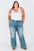 Judy Blue High Waist Double Button Wide Leg Jeans
