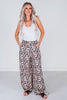 Leopard Print Wide Leg Pants with Adjustable Bottom FINAL SALE