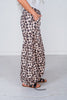 Leopard Print Wide Leg Pants with Adjustable Bottom FINAL SALE