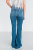 Judy Blue Mid-Rise Vintage Wash Flare Jeans w/ Destroy Fray Hem