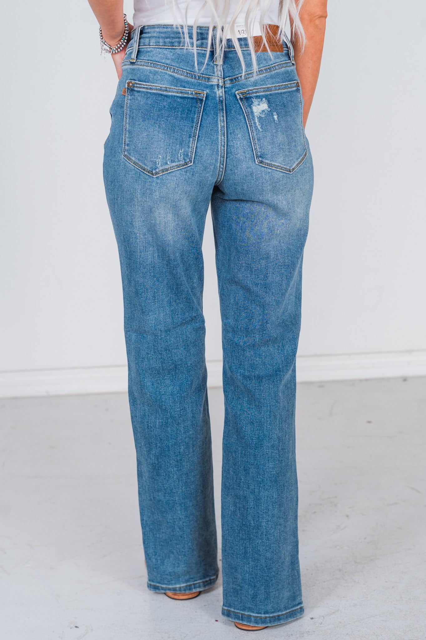 Judy Blue Vintage Wash Front Seam & Slit Straight Jeans