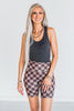 Chocolate Checkered Biker Shorts