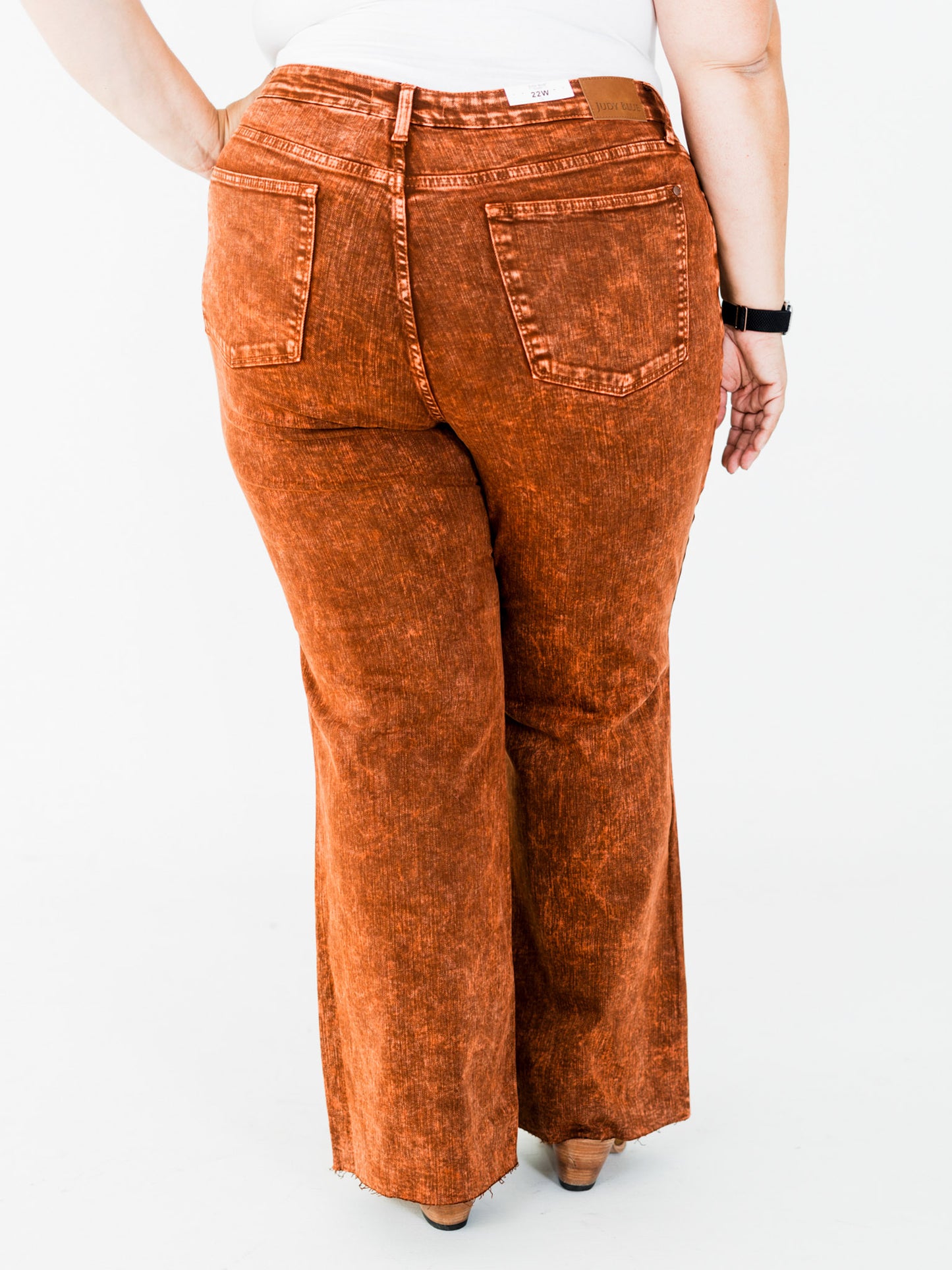 Judy Blue High Waist Pumpkin Spice Dyed Raw Hem Retro Wide
