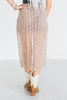 Beige Lace Skirt W/ Front Slit & Western Design