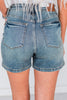 Judy Blue V-Front Vintage Washed Denim Shorts