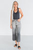 Judy Blue High Waist Gray Cropped Jeans with Embroidered Pocket Detail