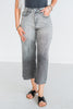 Judy Blue High Waist Gray Cropped Jeans with Embroidered Pocket Detail