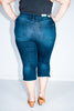 Judy Blue Mid-Rise Super Dark Wash Capris with Side Slit