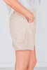 Beige High Waist Linen Shorts