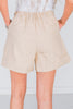Beige High Waist Linen Shorts