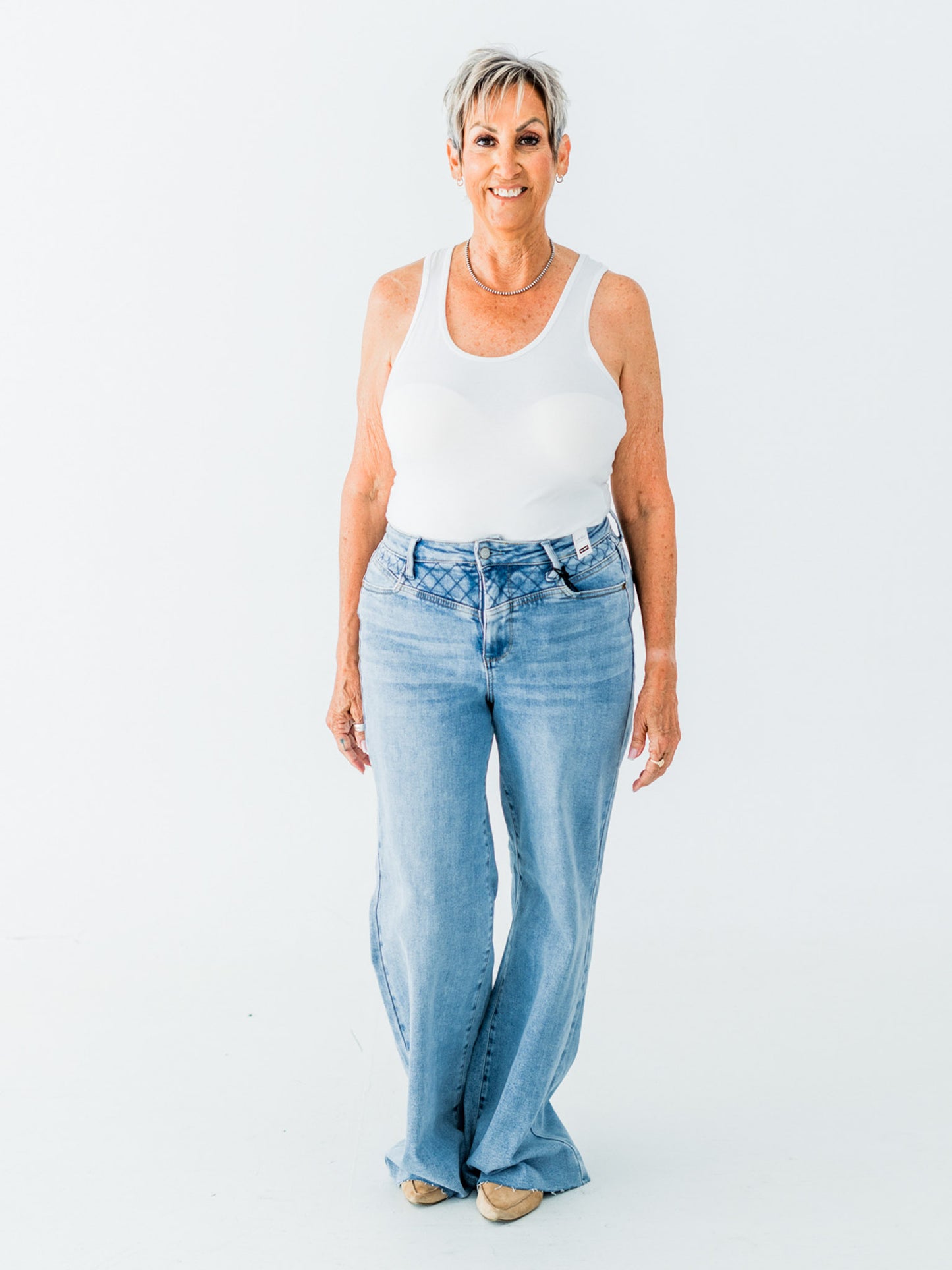 Judy Blue High Waist Retro Wide Jeans With Quilt Stitching