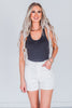 Judy Blue High Waist White Shorts with Rainbow Thread Details