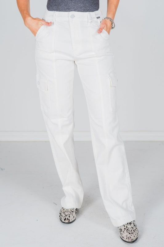 Judy Blue White Cargo Straight Jeans