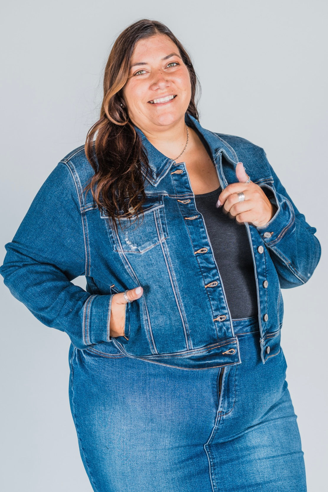 Judy Blue Classic Destroy Denim Jacket Whiskey Skies