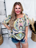 Abstract Print Square Neck Smocking Detailed Top - Whiskey Skies - UMGEE