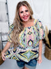 Abstract Print Square Neck Smocking Detailed Top - Whiskey Skies - UMGEE
