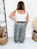 Acid Washed Camouflage Print Cropped Joggers With Drawstring Waist - Whiskey Skies - ODDI