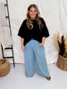 Acid Washed Chambray Palazzo Pants - Whiskey Skies - ODDI