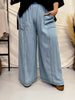 Acid Washed Chambray Palazzo Pants - Whiskey Skies - ODDI